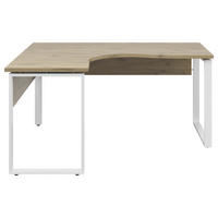 ECKSCHREIBTISCH 140/160/77,8 cm  in Weiß, Eichefarben  - Eichefarben/Weiß, KONVENTIONELL, Holzwerkstoff/Metall (140/160/77,8cm) - Voleo