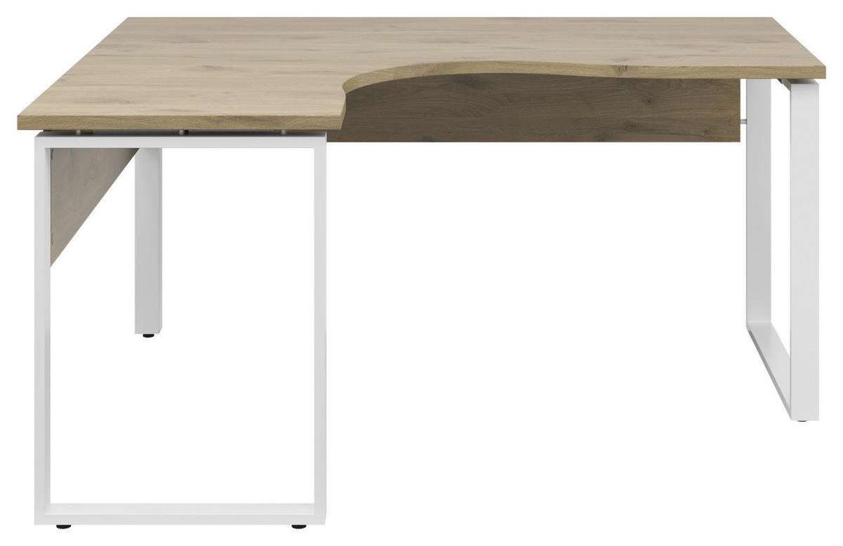 ECKSCHREIBTISCH 140/160/77,8 cm  in Weiß, Eichefarben  - Eichefarben/Weiß, KONVENTIONELL, Holzwerkstoff/Metall (140/160/77,8cm) - Voleo