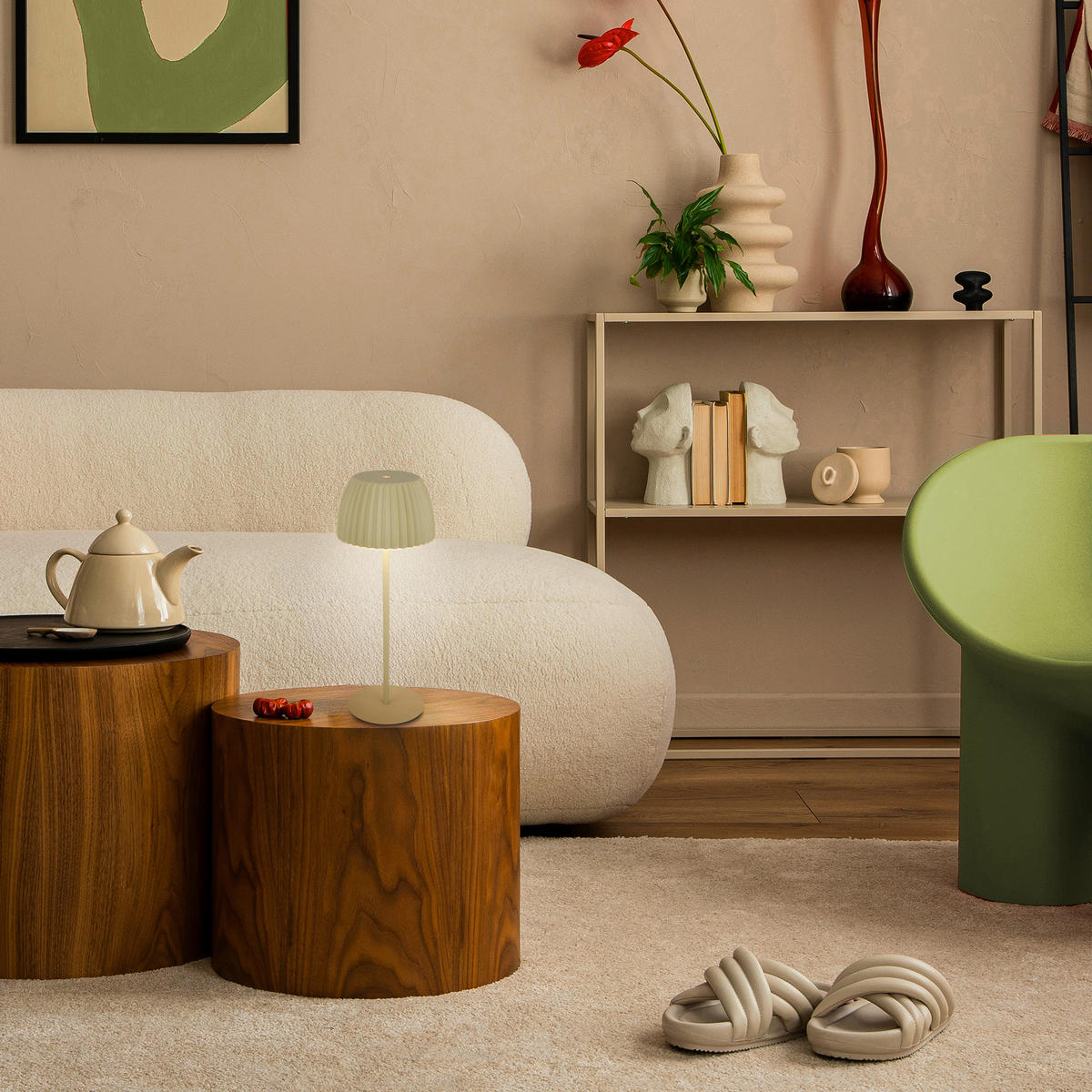 AKKU-TISCHLEUCHTE 14,5/36,5 cm  - Hellgrün, Basics, Kunststoff/Metall (14,5/36,5cm)