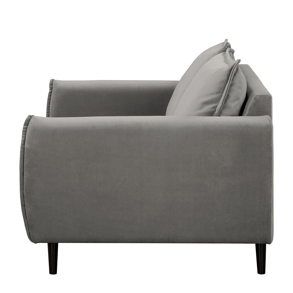2-SITZER-SOFA JULI Samt Grau  - Schwarz/Grau, Design, Holz/Textil (138/86/100cm) - P & B