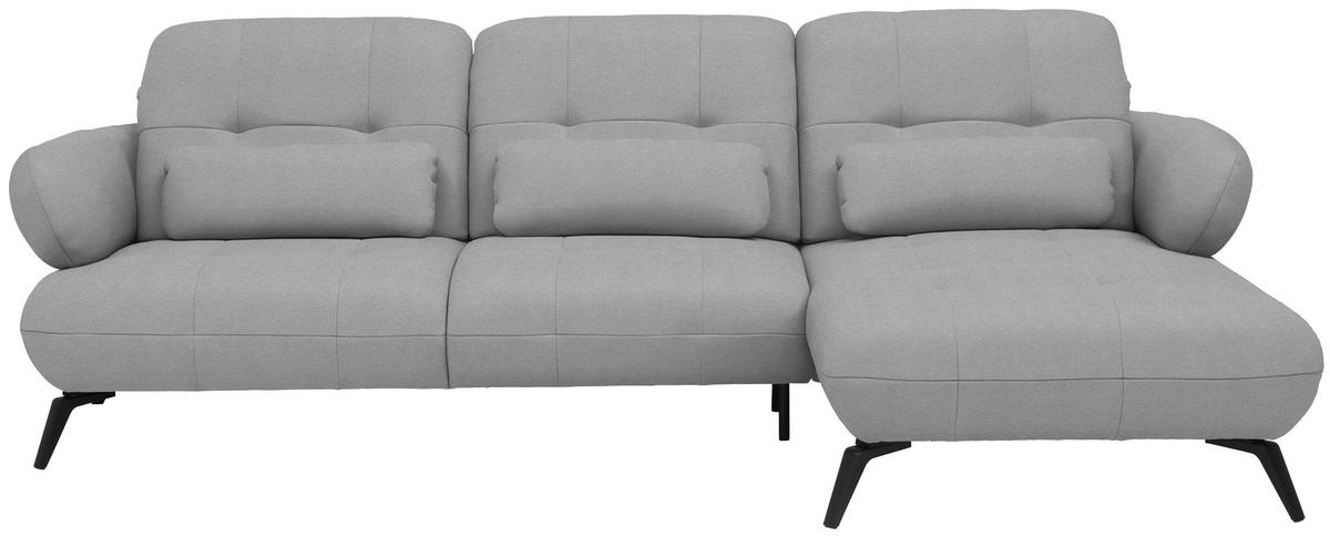 ECKSOFA Flachgewebe Hellgrau  - Hellgrau/Schwarz, Design, Textil/Metall (282/189cm) - Novel