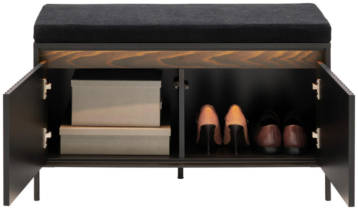 GARDEROBENBANK Garderobe  in 92/54/40 cm  - Schwarz, Design, Textil/Metall (92/54/40cm) - Hom`in