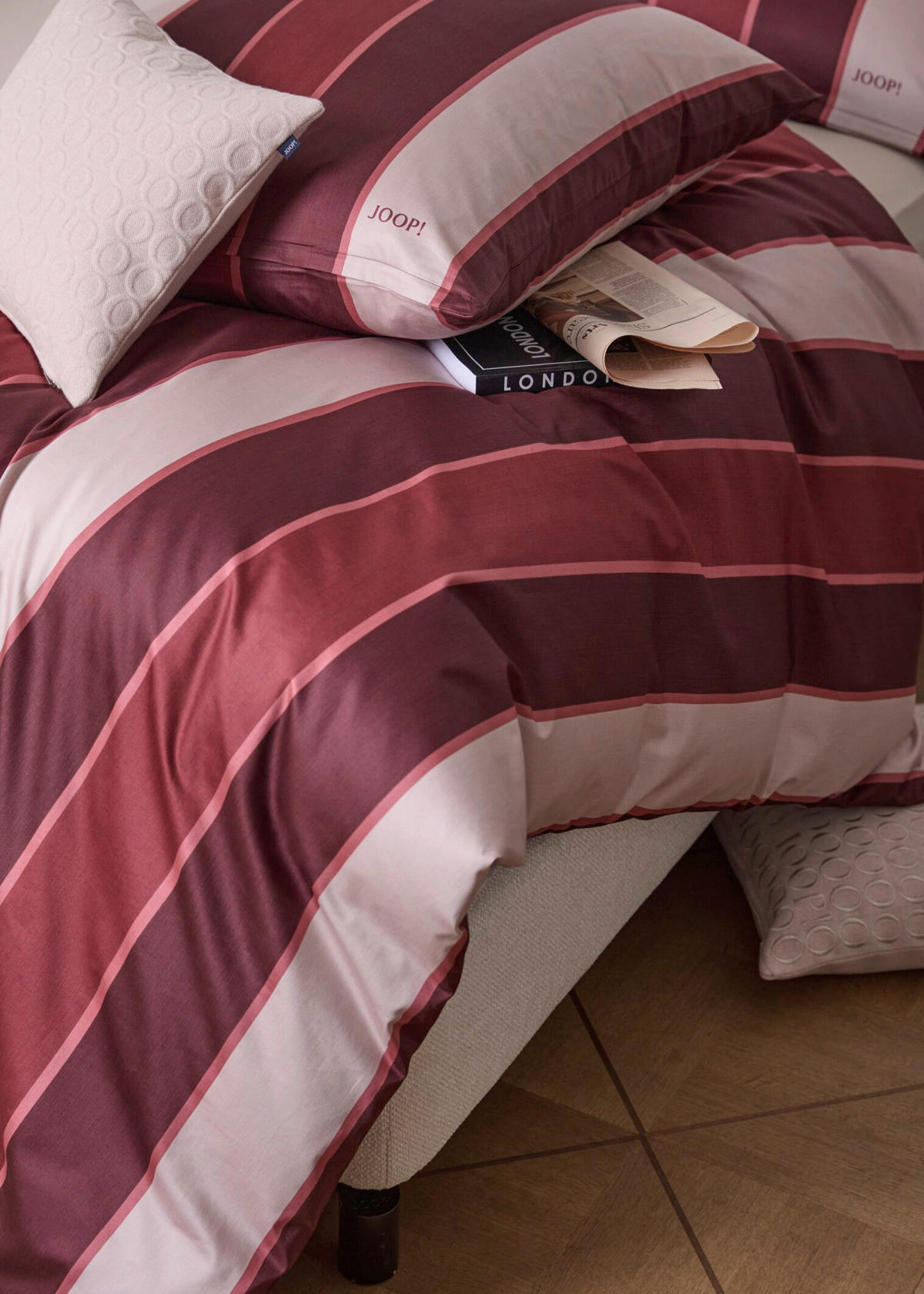 BETTWÄSCHESET Makosatin 200/210 cm  100 cm/65 cm  - Rot, Design, Textil (200/210cm) - Joop!
