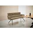 SITZBANK 200/91/70 cm Echtleder Schwarz, Taupe  - Taupe/Schwarz, Design, Leder/Metall (200/91/70cm) - Dieter Knoll