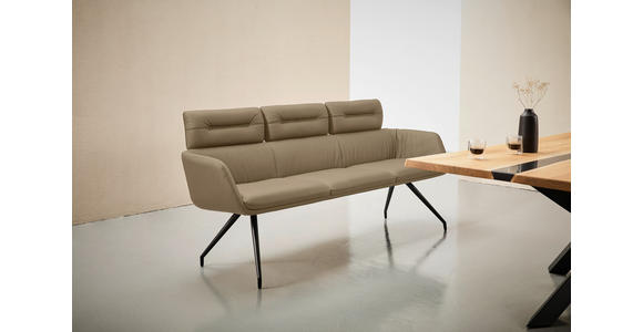 SITZBANK 200/91/70 cm Echtleder Schwarz, Taupe  - Taupe/Schwarz, Design, Leder/Metall (200/91/70cm) - Dieter Knoll