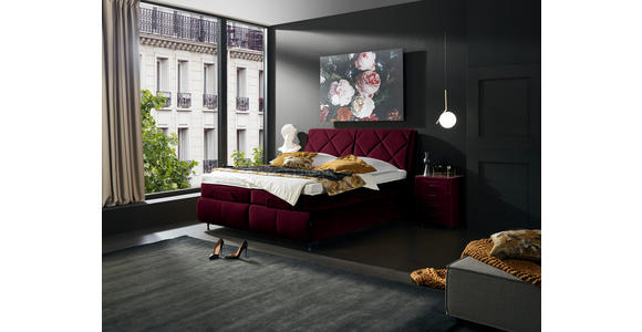 BOXSPRINGBETT 180/200 cm  in Bordeaux  - Bordeaux/Schwarz, KONVENTIONELL, Textil/Metall (180/200cm) - Dieter Knoll