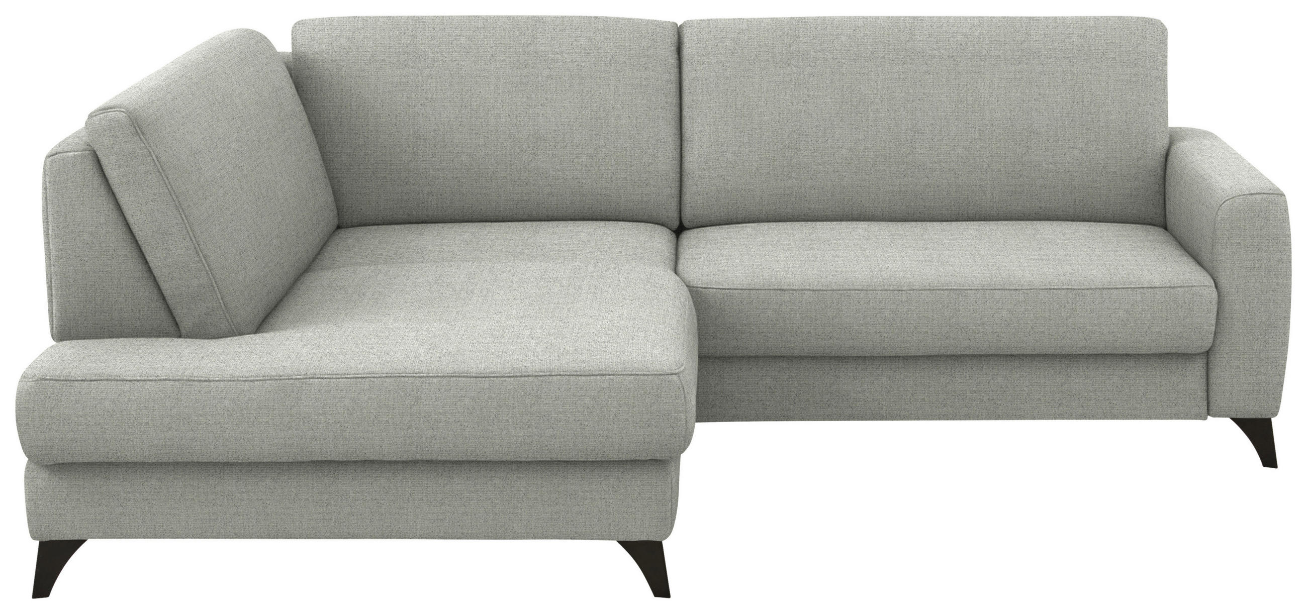ECKSOFA 182/239 cm  in Chenille Hellgrau Rücken echt  182/239 cm  - Hellgrau/Schwarz, Design, Textil/Metall (182/239cm) - Beldomo Comfort