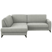 ECKSOFA 182/239 cm  in Chenille Hellgrau Rücken echt  182/239 cm  - Hellgrau/Schwarz, Design, Textil/Metall (182/239cm) - Beldomo Comfort
