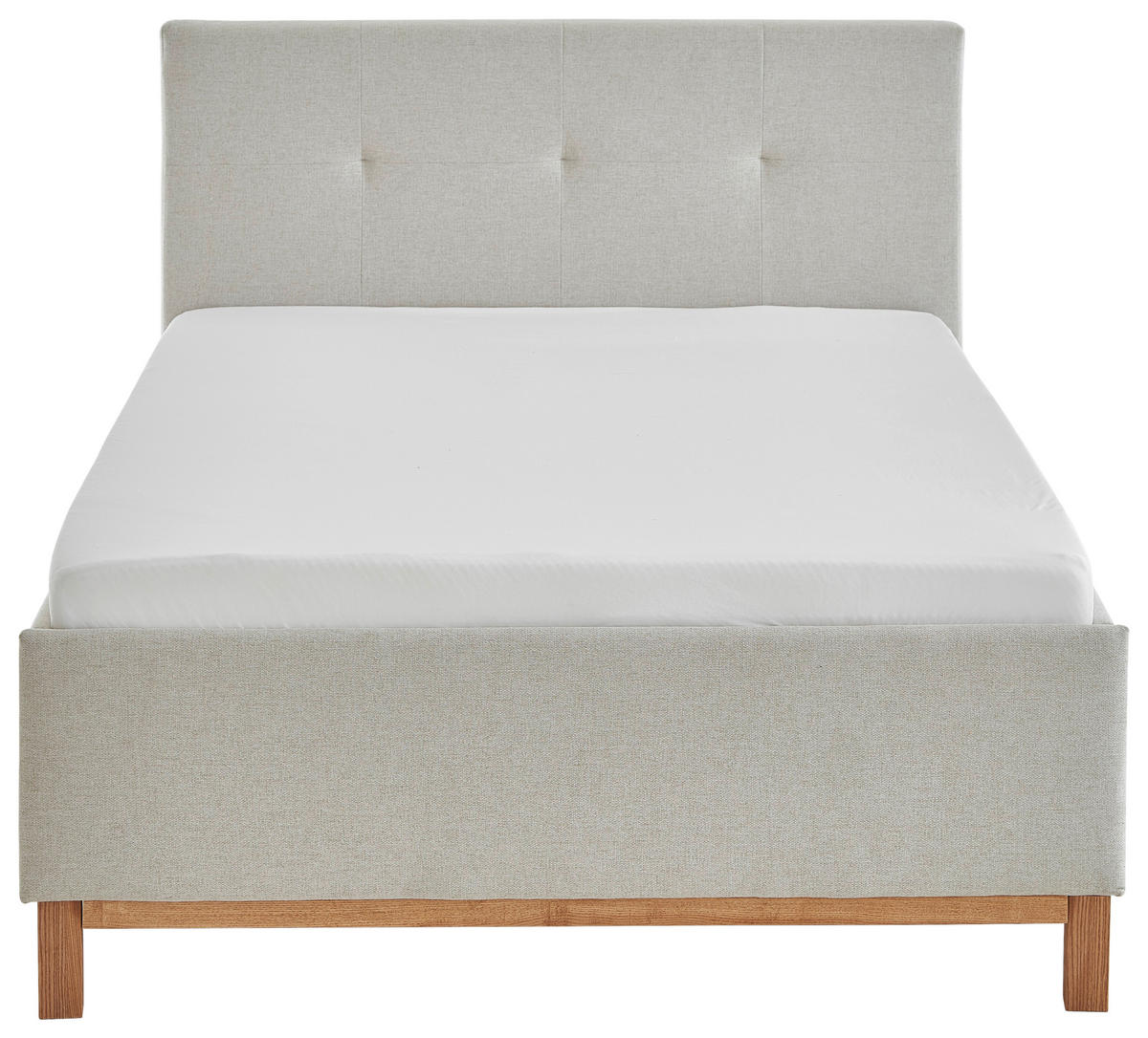 POLSTERBETT 140/200 cm  in Sandfarben  - Sandfarben/Eichefarben, MODERN, Holz/Textil (140/200cm) - Livetastic