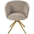ARMLEHNSTUHL  Sitzfläche 360° drehbar Mikrofaser  Taupe, Goldfarben  - Taupe/Goldfarben, Design, Textil/Metall (61,5/82/61,5cm) - Hom`in