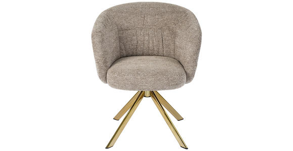 ARMLEHNSTUHL  Sitzfläche 360° drehbar Mikrofaser  Taupe, Goldfarben  - Taupe/Goldfarben, Design, Textil/Metall (61,5/82/61,5cm) - Hom`in
