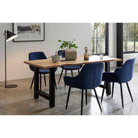 TISCHGRUPPE Naturfarben, Dunkelblau  - Dunkelblau/Naturfarben, MODERN, Holz/Textil (180/90/76,5cm) - Livetastic