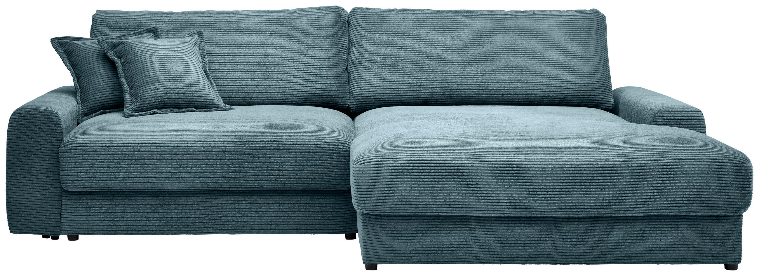 ECKSOFA in Cord Graublau  300/180 cm  - Graublau/Schwarz, MODERN, Kunststoff/Textil (300/180cm) - Carryhome