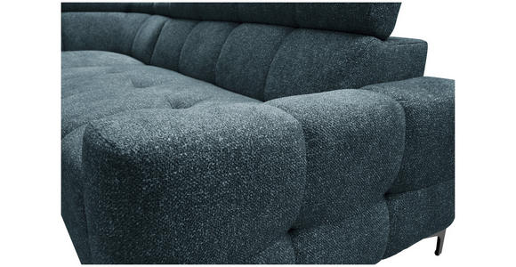 ECKSOFA in Struktur Blau  - Blau/Schwarz, MODERN, Textil/Metall (212/254cm) - Carryhome