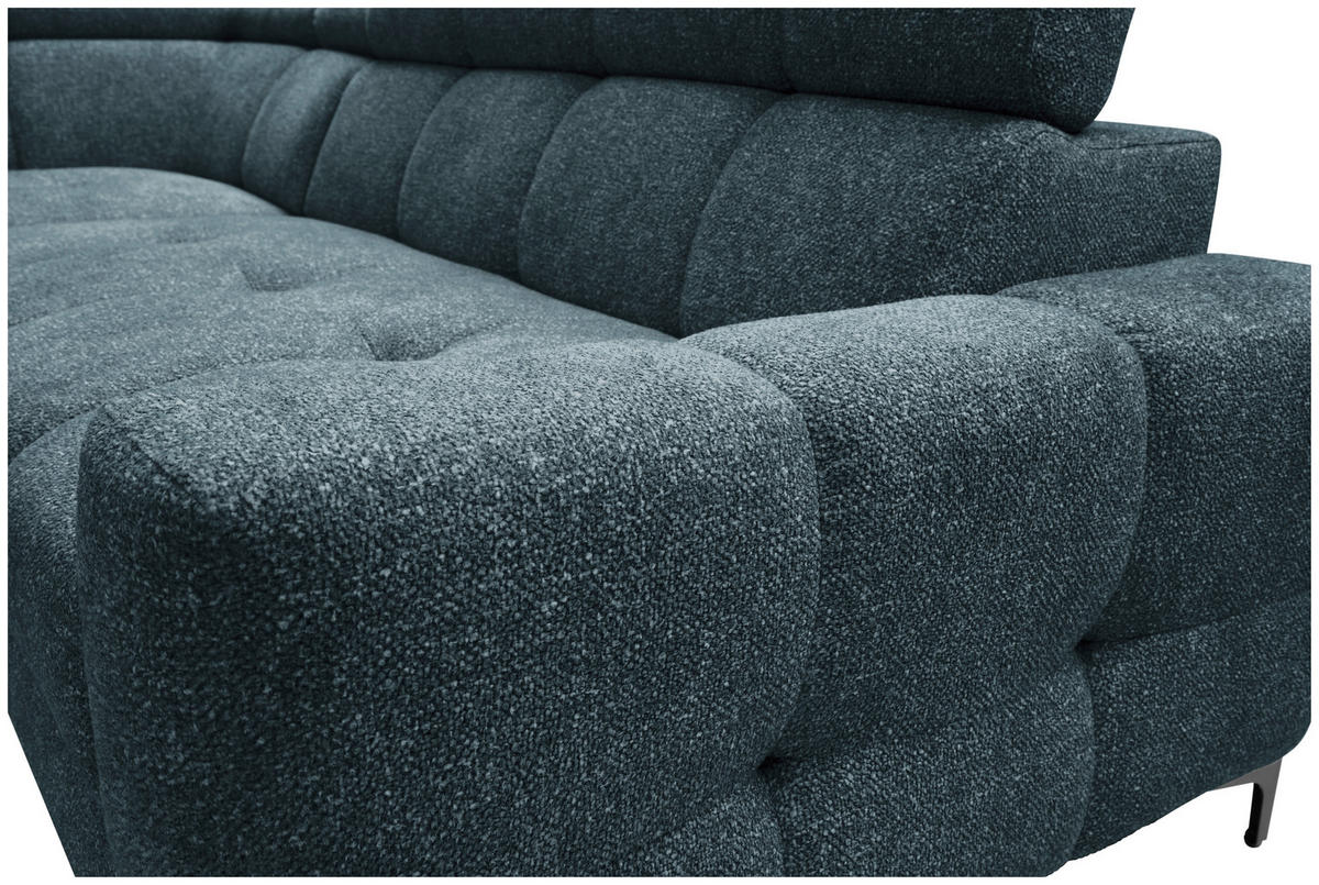 ECKSOFA in Struktur Blau  - Blau/Schwarz, Modern, Textil/Metall (212/254cm) - Carryhome