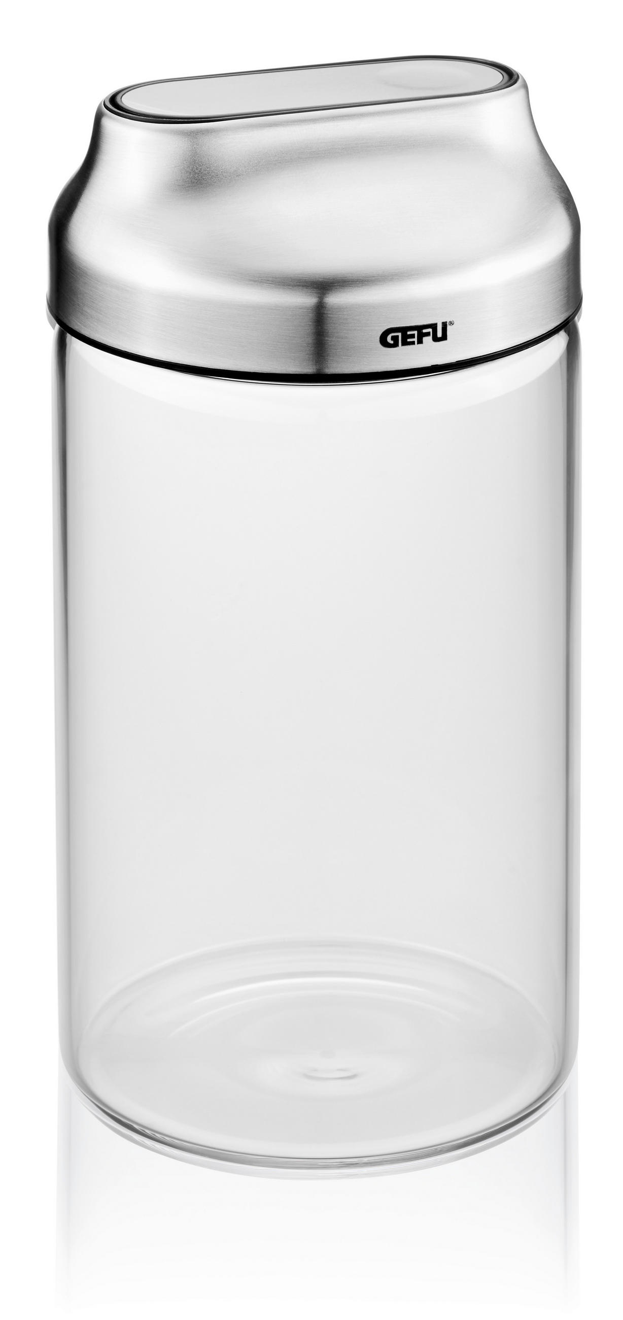 VORRATSDOSE KIPPO 1 L  - Edelstahlfarben/Transparent, Basics, Glas/Kunststoff (10/19,1cm) - Gefu
