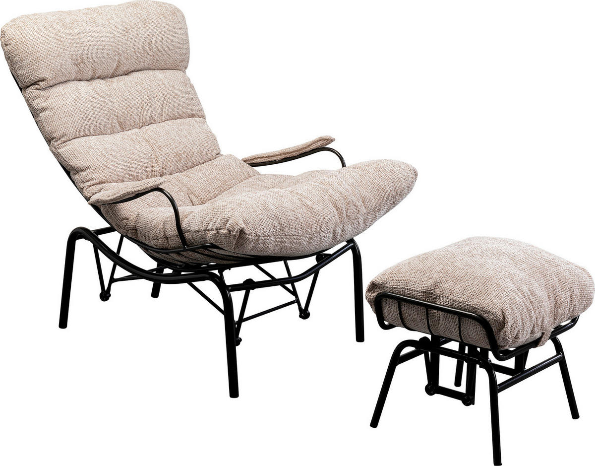 SESSELSET in Mikrofaser Schwarz, Beige  - Beige/Schwarz, Design, Textil/Metall (83/97/106cm) - Kare-Design