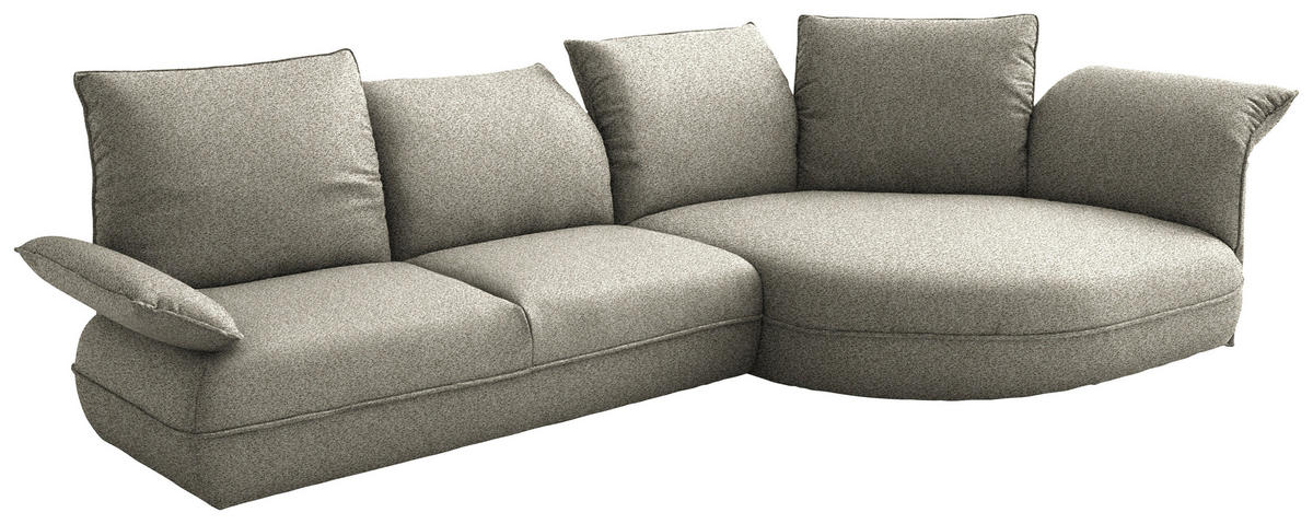 ECKSOFA  in Chenille Greige  343/154 cm  - Greige/Schwarz, Design, Kunststoff/Textil (343/154cm) - Koinor