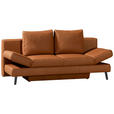 SCHLAFSOFA  in Echtleder Braun  - Schwarz/Braun, Design, Leder/Metall (200/85/90cm) - Novel