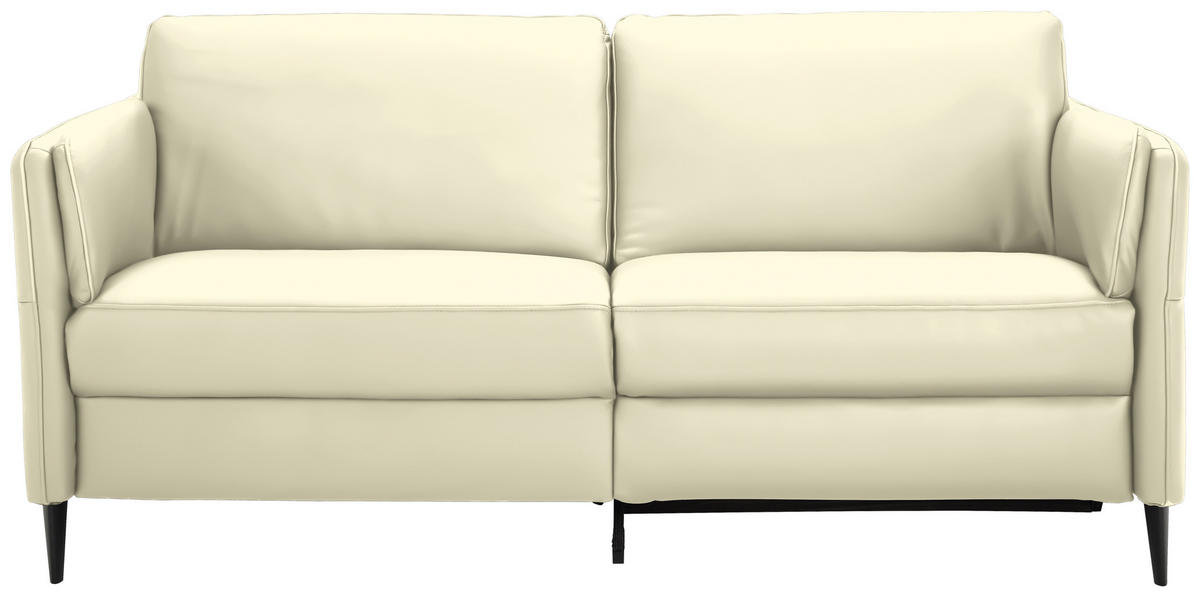 3-SITZER-SOFA in Echtleder Weiss  - Weiss/Schwarz, Design, Leder/Metall (190/84/99cm) - Dieter Knoll