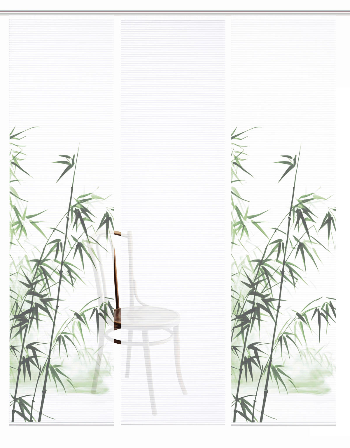 FLÄCHENVORHANG  3 Stück  blickdicht  180/245 cm   - Weiß/Grün, Natur, Textil (60/245cm)