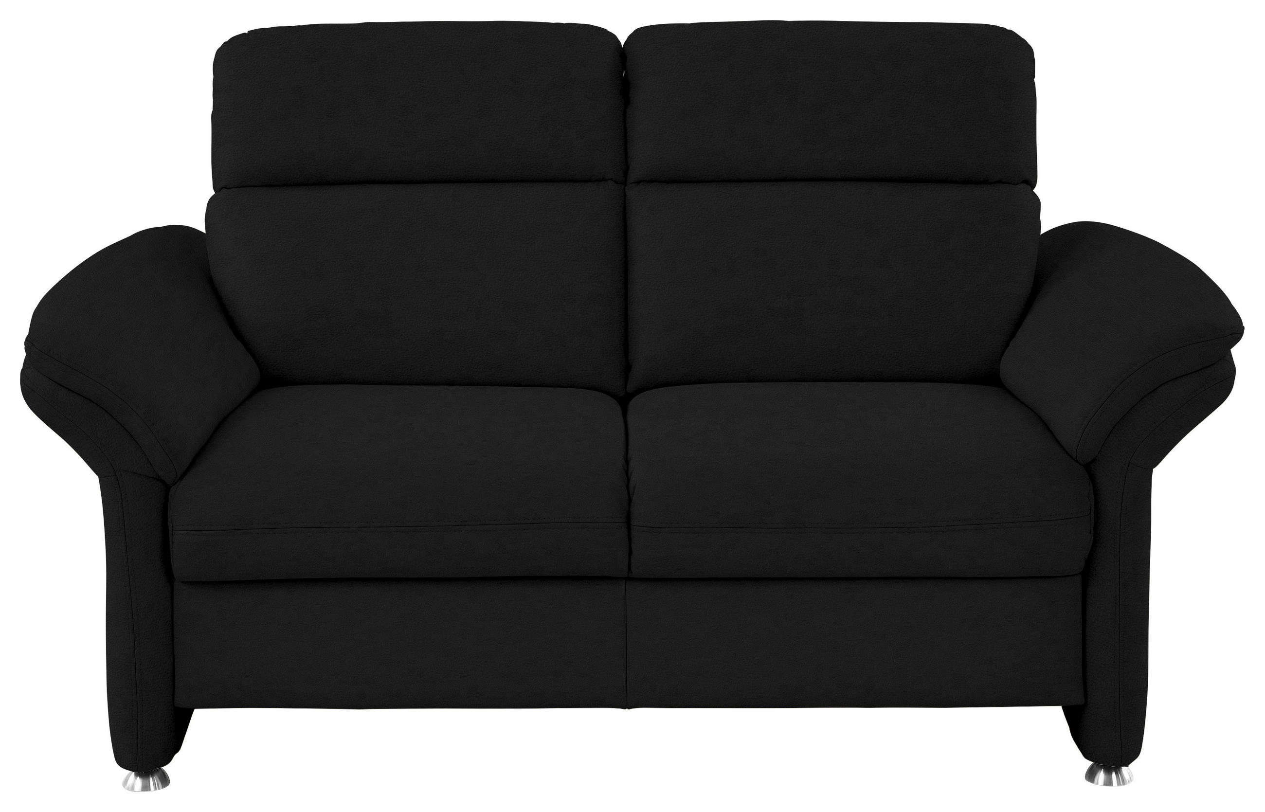 2-SITZER-SOFA in Echtleder Schwarz  - Alufarben/Schwarz, Konventionell, Leder/Metall (170/96/92cm) - Beldomo Premium