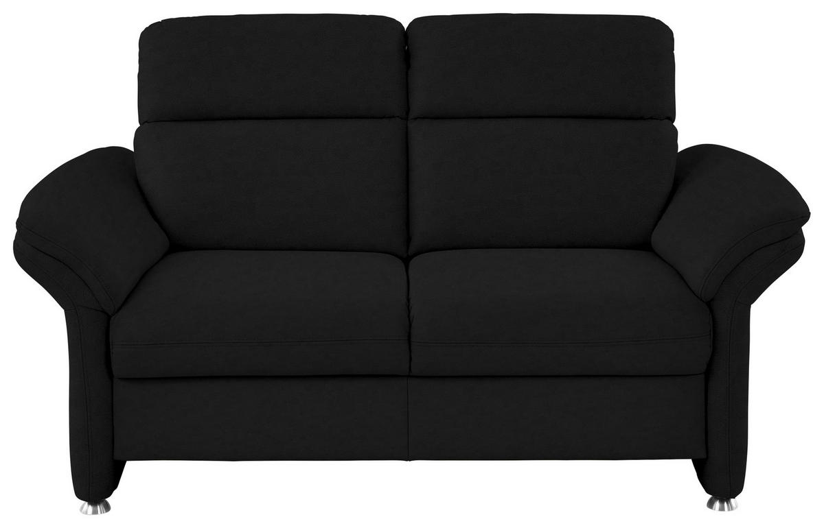 2-SITZER-SOFA in Echtleder Schwarz  - Alufarben/Schwarz, Konventionell, Leder/Metall (170/96/92cm) - Beldomo Premium