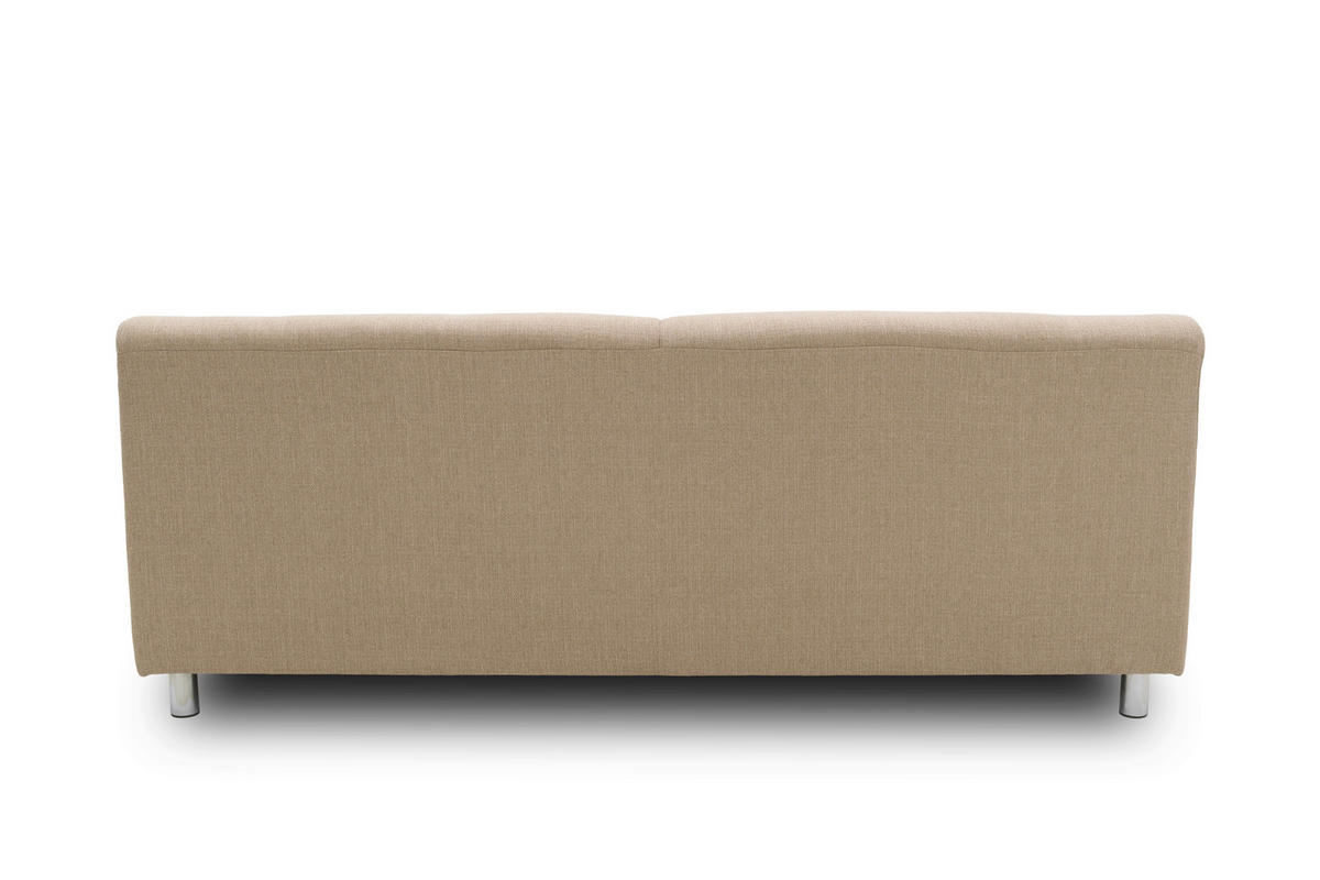 3-SITZER-SOFA Webstoff Beige  - Chromfarben/Beige, KONVENTIONELL, Textil/Metall (190/72/80cm) - MID.YOU