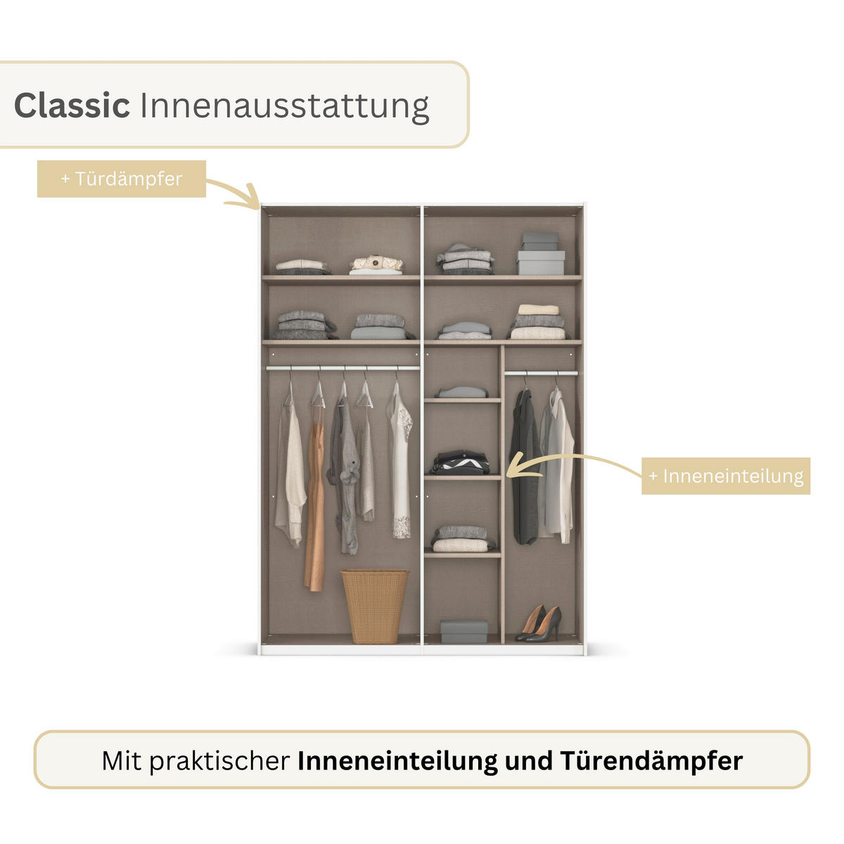 SCHWEBETÜRENSCHRANK 162/223/69 cm,  in Fango, 2 Tür(en)  - Fango, Basics, Holzwerkstoff/Metall (162/223/69cm) - Rauch Möbel