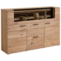HIGHBOARD Lavia  in 173/116/44 cm  - Eichefarben/Anthrazit, Design, Glas/Holz (173/116/44cm) - Valnatura