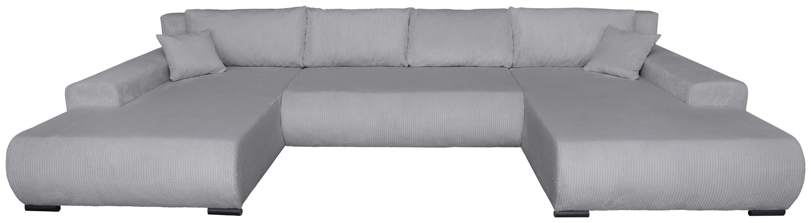 WOHNLANDSCHAFT Grau Cord  - Schwarz/Grau, KONVENTIONELL, Textil/Metall (191/351/191cm) - Carryhome