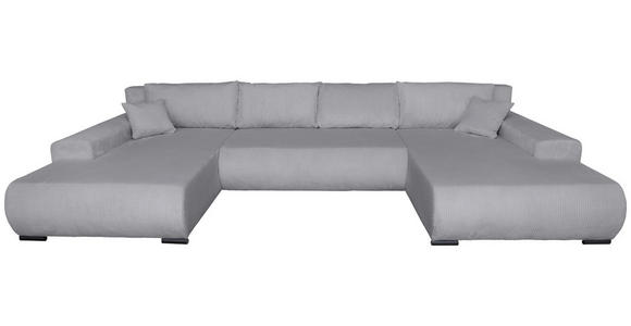 WOHNLANDSCHAFT  in Cord Grau  - Schwarz/Grau, KONVENTIONELL, Textil/Metall (191/351/191cm) - Carryhome