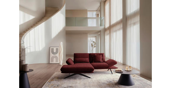 ECKSOFA  in Flachgewebe Rot  155/234 cm  - Rot/Schwarz, Design, Textil/Metall (155/234cm) - Dieter Knoll