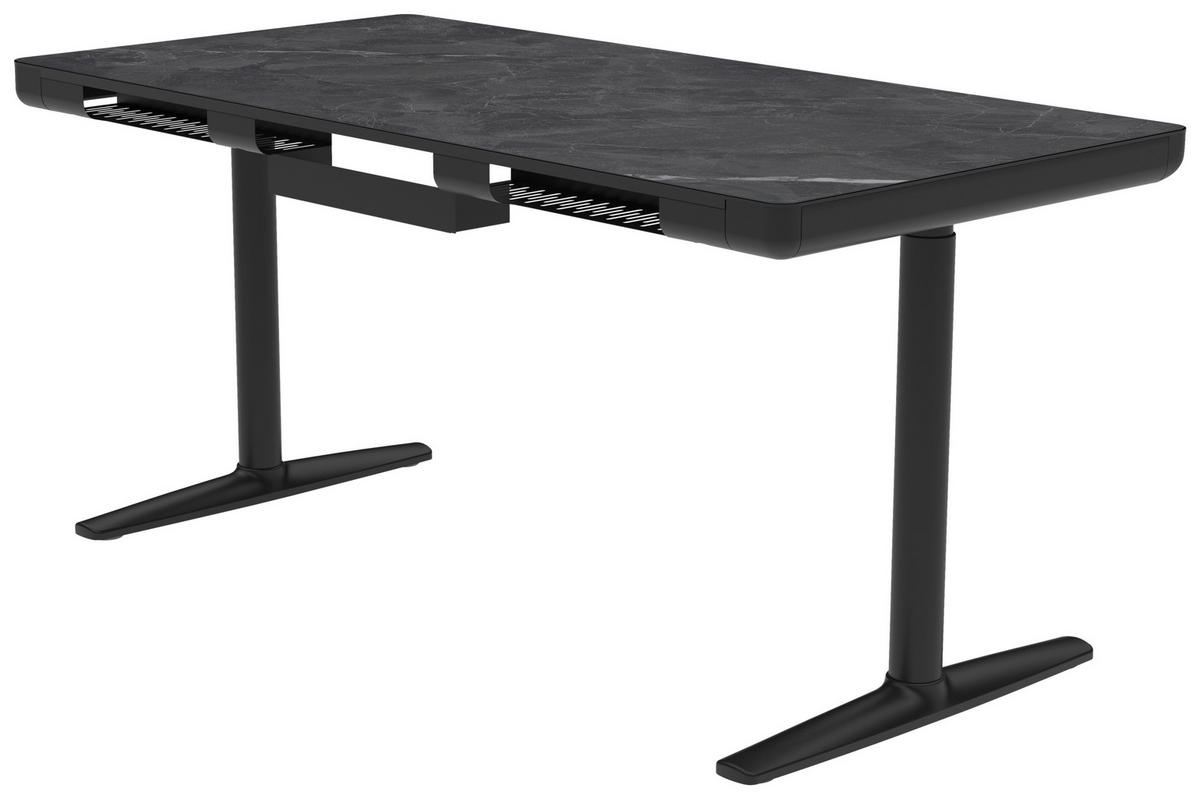 SCHREIBTISCH 160/80/73/118 cm  in Schwarz, Dunkelgrau  - Dunkelgrau/Schwarz, Design, Holzwerkstoff/Kunststoff (160/80/73/118cm) - Novel