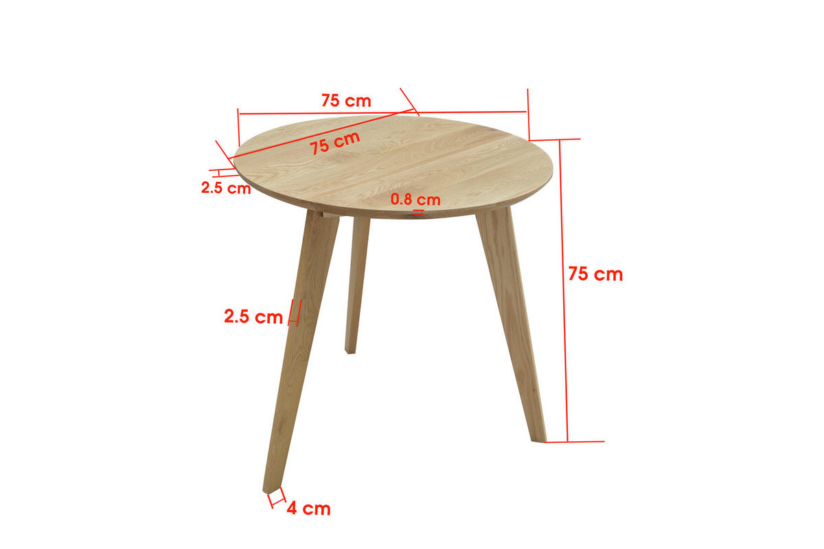 ESSTISCH 75/75/75 cm Echtholz  Holz Eichefarben  - Eichefarben, KONVENTIONELL, Holz (75/75/75cm) - Linea Natura