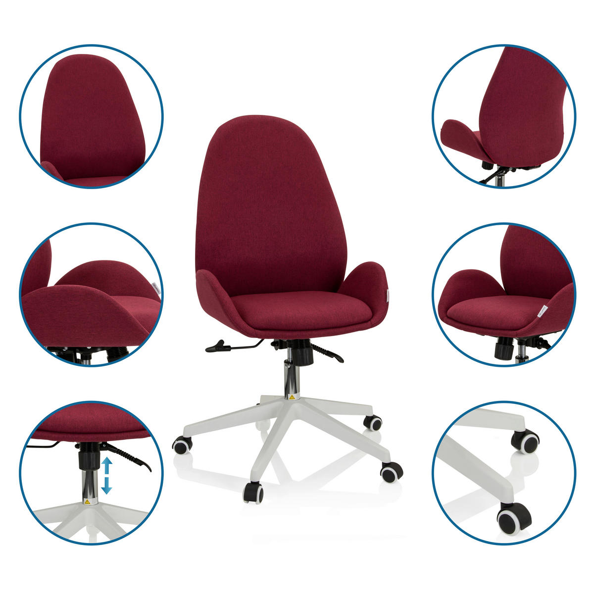 DREHSTUHL Flachgewebe Bordeaux  - Bordeaux/Weiß, Basics, Kunststoff/Textil (56/104/58cm) - MID.YOU