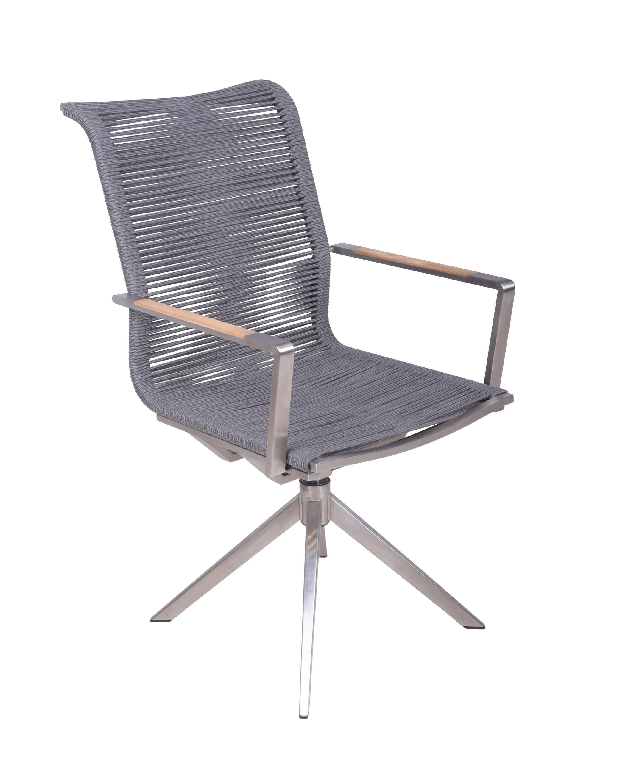 Thumbnail - Gardenson Gartenstuhl-Set, Anthrazit, Braun, Silber, Holz, Metall, Kunststoff, Teakholz, Hartholz, eckig, X-Form, 63x95x...