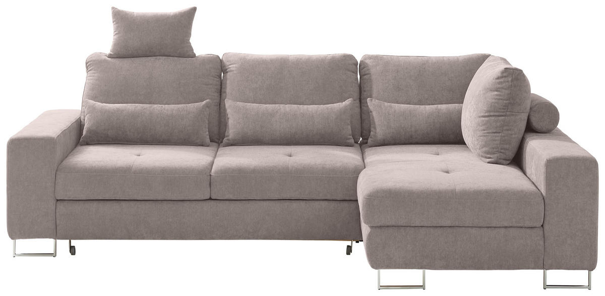 SEDEŽNA GARNITURA, gladka tkanina bež  - bež, Design, kovina/tekstil (260/188cm) - Hom`in