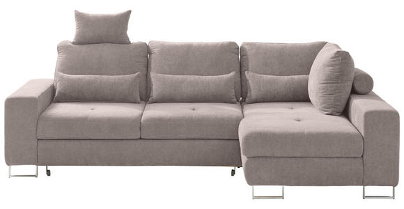 ECKSOFA in Flachgewebe Beige  - Beige, Design, Textil/Metall (260/188cm) - Hom`in