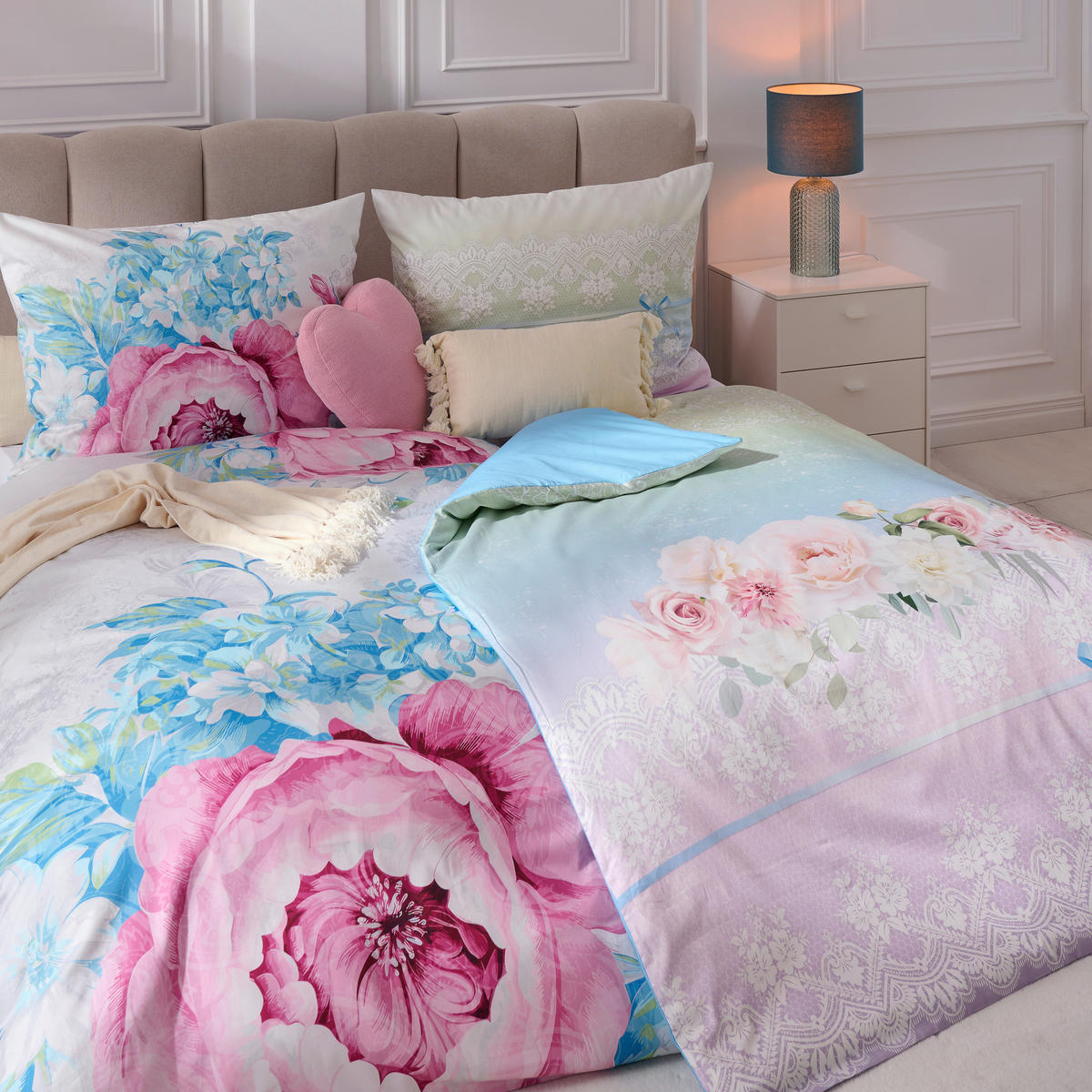 OBOJSTRANNÁ POSTEĽNÁ BIELIZEŇ, satén, viacfarebná, 140/200 cm - viacfarebná, Trend, textil (140/200cm) - Esposa