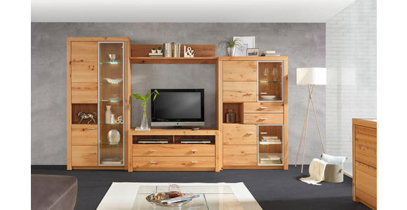 KOMMODE 163/88/44 cm Wildkernbuche furniert, massiv  - Buchefarben/Alufarben, KONVENTIONELL, Holz/Kunststoff (163/88/44cm) - Cantus