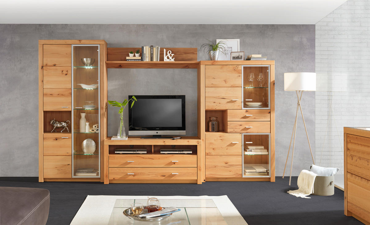 VITRINA, masivno bukev barve bukve - barve bukve, Konvencionalno, les (90/196/38cm) - Valnatura