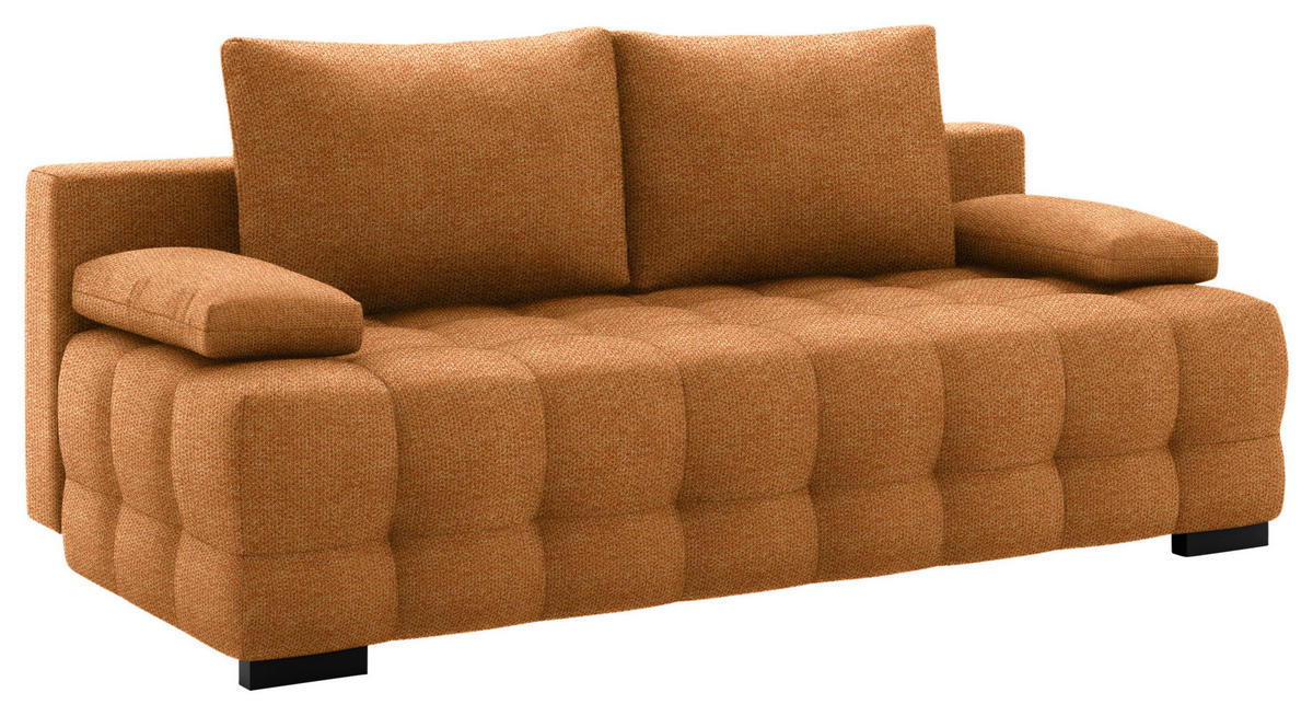 SCHLAFSOFA Jensen  mit Stoffauswahl, Schlafen auf Sitzhöhe, Rücken echt Struktur Currygelb  - Currygelb/Schwarz, KONVENTIONELL, Kunststoff/Textil (209/96/100cm) - Stylife