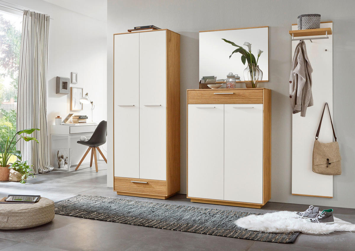 GARDEROBE 4-teilig  in 220/195/37 cm  - Eichefarben/Weiß, Design, Holz/Holzwerkstoff (220/195/37cm)