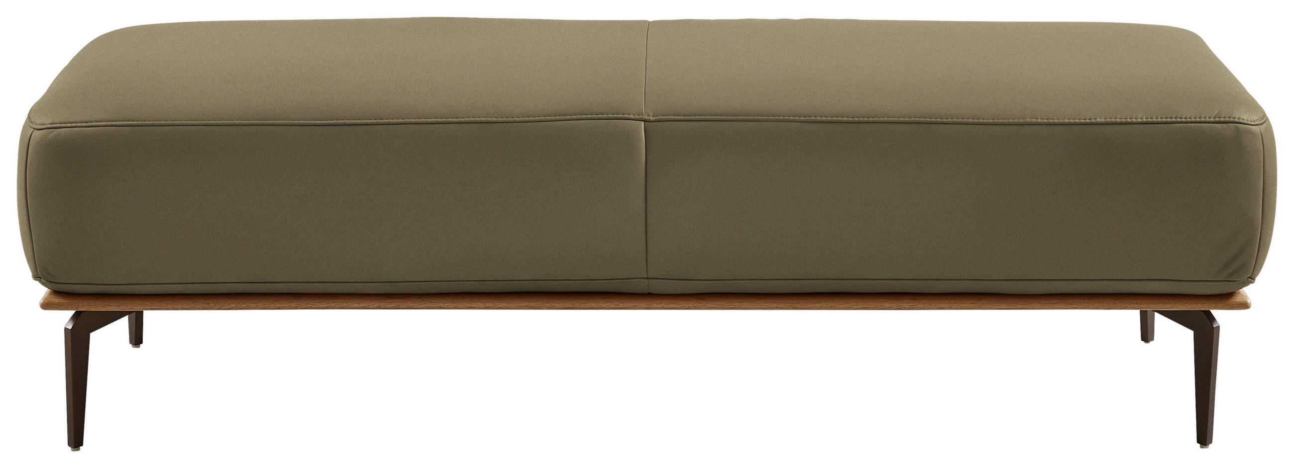 HOCKER in Holz, Leder Dunkelgrün  - Dunkelgrün/Bronzefarben, Design, Leder/Holz (151/44/61cm) - Valnatura