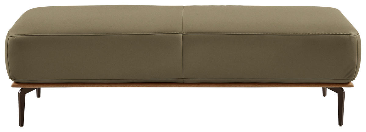 HOCKER in Holz, Leder Dunkelgrün  - Dunkelgrün/Bronzefarben, Design, Leder/Holz (151/44/61cm) - Valnatura