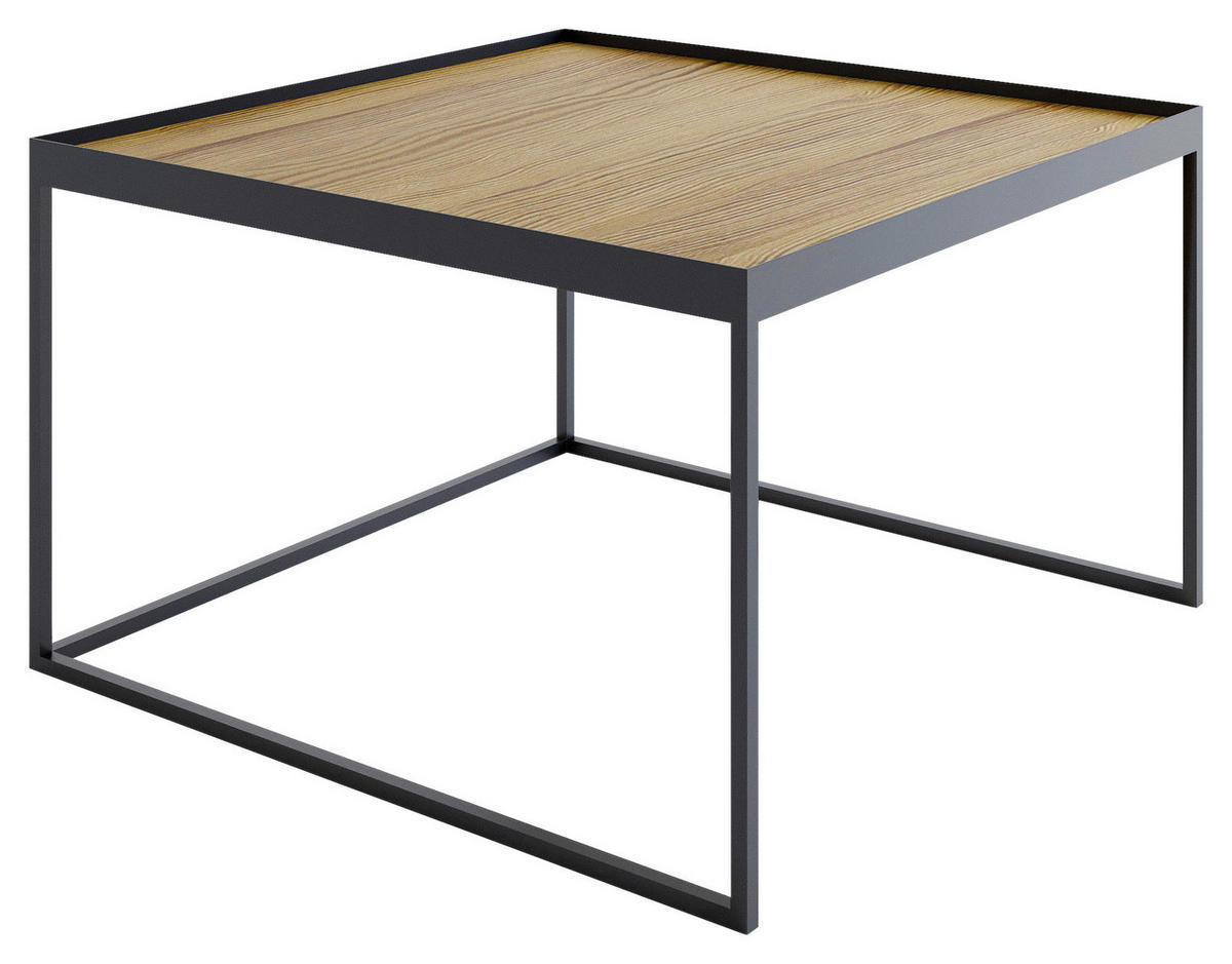 COUCHTISCH in Holz, Metall 80/80/39 cm  - Eichefarben/Schwarz, Design, Holz/Metall (80/80/39cm) - Novel
