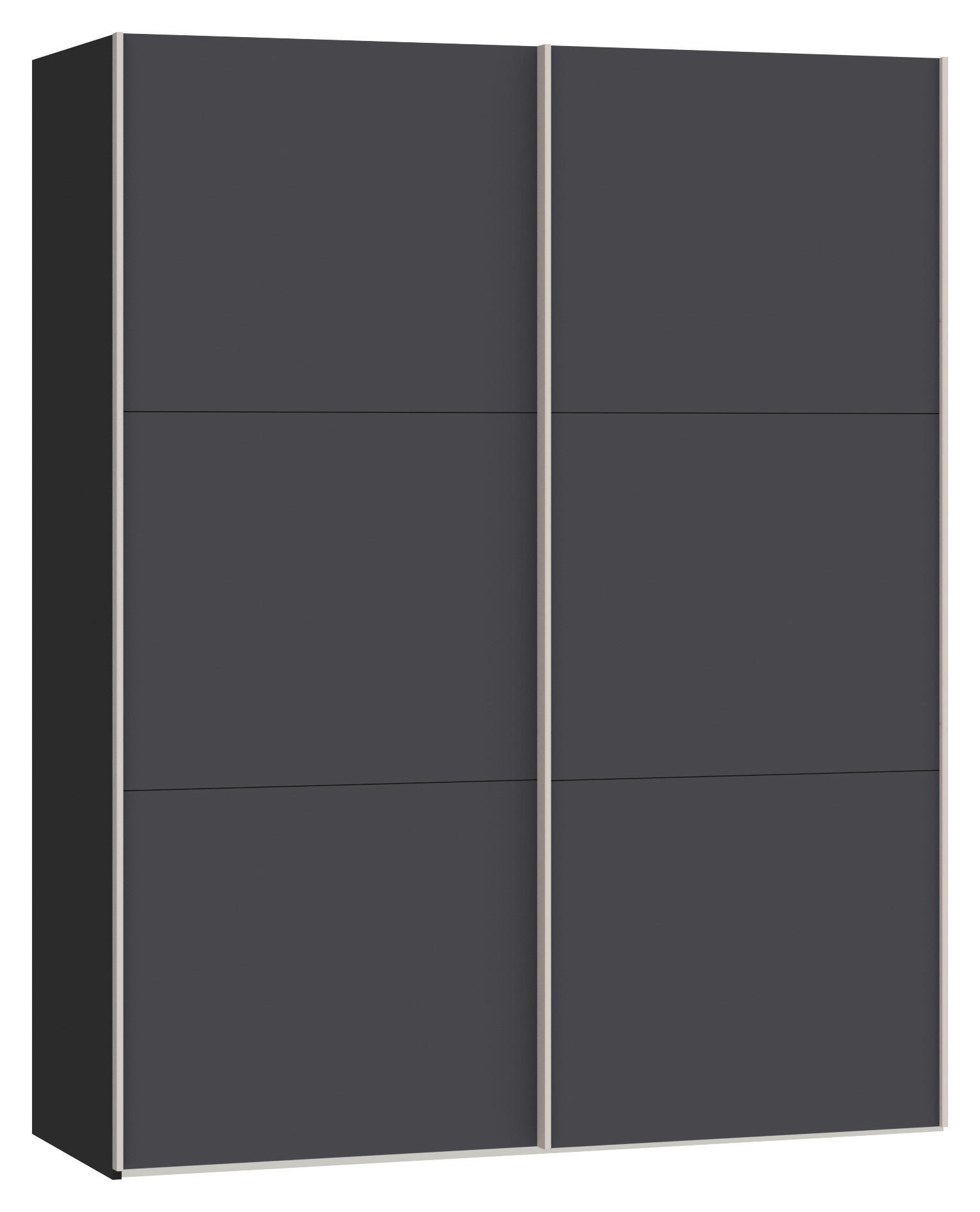 SCHWEBETÜRENSCHRANK 152/195/65 cm 2-türig Anthrazit, Schwarz  - Edelstahlfarben/Anthrazit, Design, Holzwerkstoff (152/195/65cm) - Boxxx