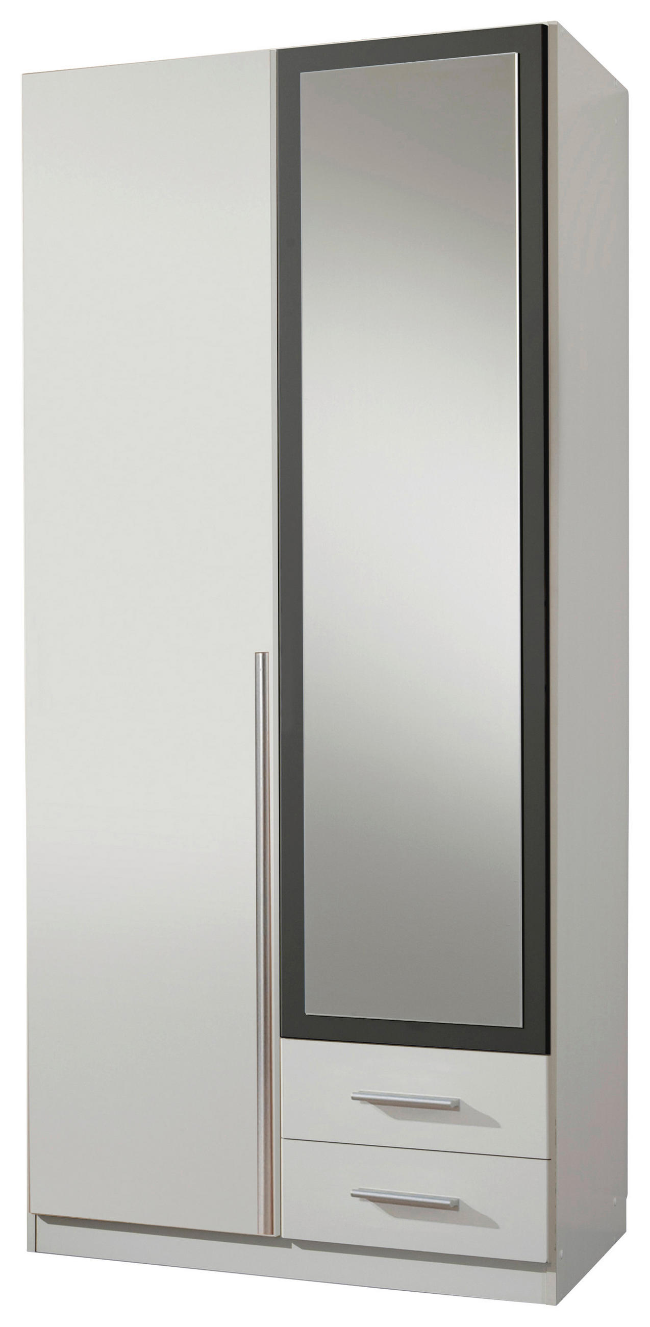 OMARA S KLASIČNIMI VRATI, barve grafita, bela  - bela/barve aluminija, Design, umetna masa/leseni material (90/198/56cm) - Carryhome