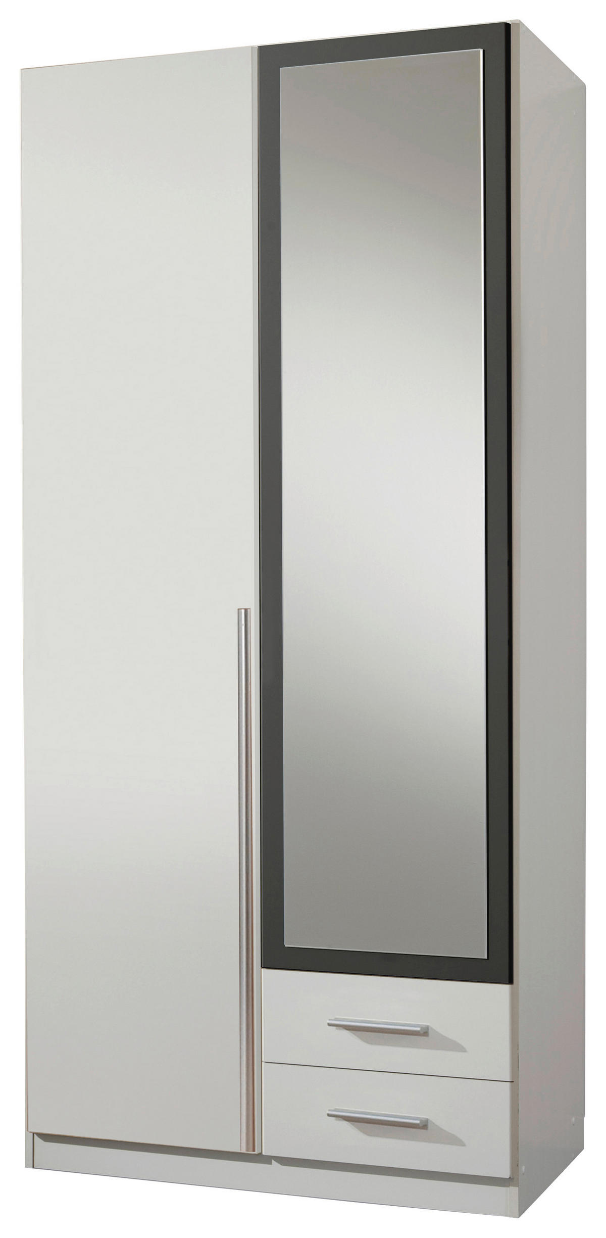 OMARA S KLASIČNIMI VRATI, barve grafita, bela  - bela/barve aluminija, Design, umetna masa/leseni material (90/198/56cm) - Carryhome